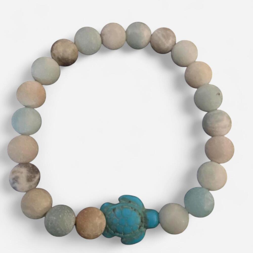 Turquoise Blessing Bracelet with Sea Turtle Charm - 6